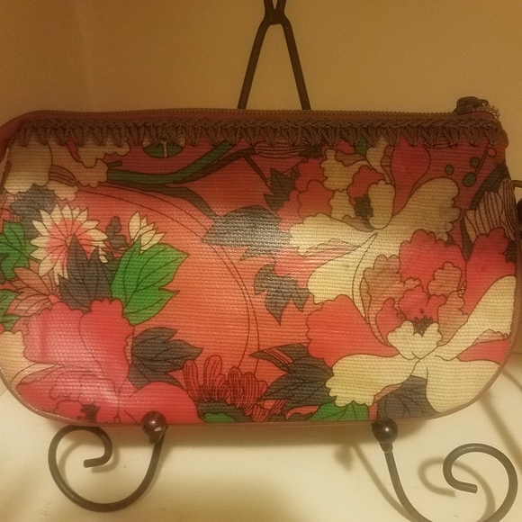 Sakroots Floral Artist Circle Small Zipper Wristlet Wallet Red Gold - Picture 4 of 8